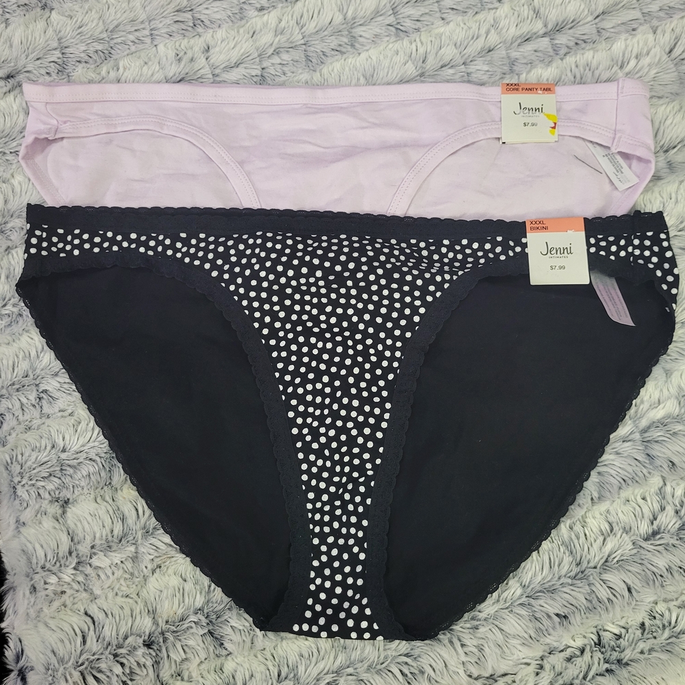 Nwt Lot Of 2 Jenni Panties - Black Polka Dot, Lilac Xxxl